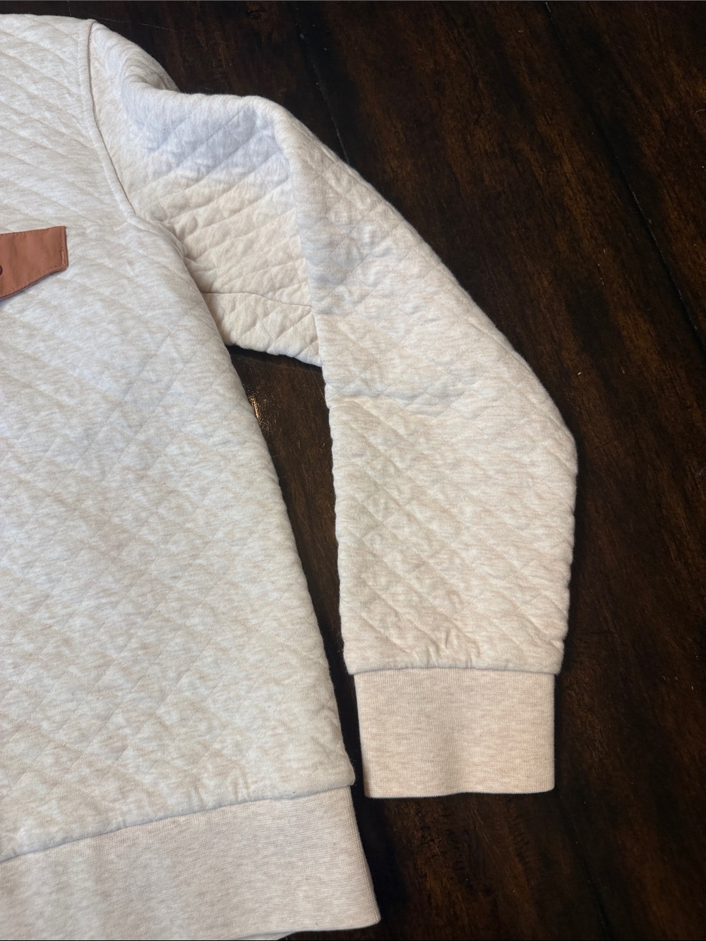 Patagonia Cream Quilted Pullover with Tan Snap Placket - Picture 4 of 7